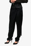 Oscar de la Renta Black Satin Faux Wrap Straight Leg Pants Size 2