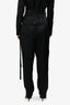Oscar de la Renta Black Satin Faux Wrap Straight Leg Pants Size 2