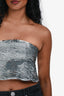 Oscar de la Renta SIlver Sequin Strapless Crop Top Size 4