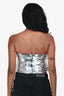 Oscar de la Renta SIlver Sequin Strapless Crop Top Size 4