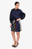 Gucci Navy Sequin GG Skirt Size Small