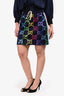Gucci Navy Sequin GG Skirt Size Small