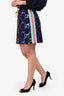 Gucci Navy Sequin GG Skirt Size Small