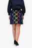 Gucci Navy Sequin GG Skirt Size Small