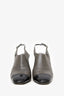 Pre-Loved Chanel™ Grey/Black Leather Interlocking CC Cap Toe Slingback Pumps Size 41