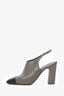 Pre-Loved Chanel™ Grey/Black Leather Interlocking CC Cap Toe Slingback Pumps Size 41