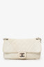 Pre-Loved Chanel™ 2008-09 White/gold Quilted Jersey Cc Flap Bag