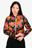 Gucci Black/Multi Floral Silk Zip-Up Bomber Jacket Size 38