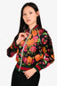 Gucci Black/Multi Floral Silk Zip-Up Bomber Jacket Size 38