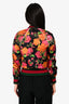 Gucci Black/Multi Floral Silk Zip-Up Bomber Jacket Size 38