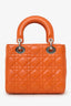 Christian Dior 2016 Orange Leather Cannage Small Lady Dior with Strap
