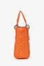 Christian Dior 2016 Orange Leather Cannage Small Lady Dior with Strap