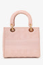 Christian Dior 2020 Pink Cannage Embroidered Canvas Medium Lady D-Lite With Strap
