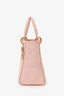 Christian Dior 2020 Pink Cannage Embroidered Canvas Medium Lady D-Lite With Strap