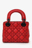 Christian Dior 2018 Red Studded Lambskin Cannage Supple Mini Lady Dior