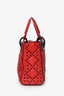 Christian Dior 2018 Red Studded Lambskin Cannage Supple Mini Lady Dior
