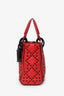 Christian Dior 2018 Red Studded Lambskin Cannage Supple Mini Lady Dior