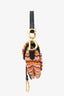 Christian Dior 2018 Multicolour Embroidered Fringe Beaded Mini Saddle Bag With Canvas Strap
