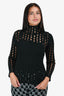 Alexander Wang Black Perforated Mock Neck Top Size S