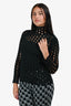 Alexander Wang Black Perforated Mock Neck Top Size S