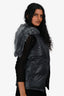 Elizabeth & James Dark Grey Rabbit Fur Lined Puffer Vest Size L