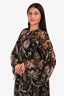 Zimmermann Black Floral Silk Sheer Midi Dress Size 3