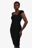 Max Mara Black Square Neck Fur Lined Midi Dress Size Est. S/M