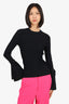3.1 Phillip Lim Black Ribbed Knit Pleated Flared Sleeve Top Size XS