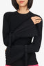 3.1 Phillip Lim Black Ribbed Knit Pleated Flared Sleeve Top Size XS