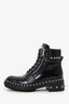 Balmain Black Leather Studded Combat Boots Size 38