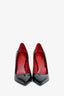 Valentino Black Patent Logo Pointed Heels Size 38.5