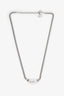 Christian Dior Silver Tone 'Dior' Tag Necklace