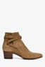 Saint Laurent Brown Suede Buckle Ankle Heeled Booties Size 38