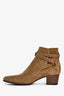 Saint Laurent Brown Suede Buckle Ankle Heeled Booties Size 38
