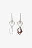 Christian Dior Silver Tone/Red Metal Logo Enamelled Heart Shaped Ear Pendants