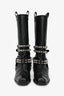 Moschino Black Leather Square Toe Spiked Boots Size 38