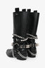 Moschino Black Leather Square Toe Spiked Boots Size 38