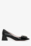 Roger Vivier Black Patent Crystal Bow Block Heels Size 37