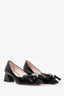 Roger Vivier Black Patent Crystal Bow Block Heels Size 37
