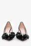 Roger Vivier Black Patent Crystal Bow Block Heels Size 37