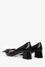 Roger Vivier Black Patent Crystal Bow Block Heels Size 37