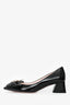 Roger Vivier Black Patent Crystal Bow Block Heels Size 37
