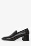 Toteme Brown Croc Embossed Square Toe Heeled Loafers Size 39