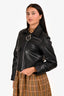 Rejina Pyo Black Zip Flap Pocket Leather Jacket Size 10