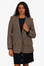 Nili Lotan Cream/Black Houndstooth Wool Blend Blazer Size 6
