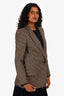 Nili Lotan Cream/Black Houndstooth Wool Blend Blazer Size 6