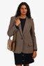Nili Lotan Cream/Black Houndstooth Wool Blend Blazer Size 6
