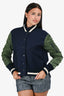 Veronica Beard Navy Green Sleeve Bomber Jacket Size S