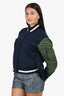 Veronica Beard Navy Green Sleeve Bomber Jacket Size S