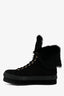 Louis Vuitton Black Suede Rabbit Fur Lined Platform Boots Est. Size 36.5